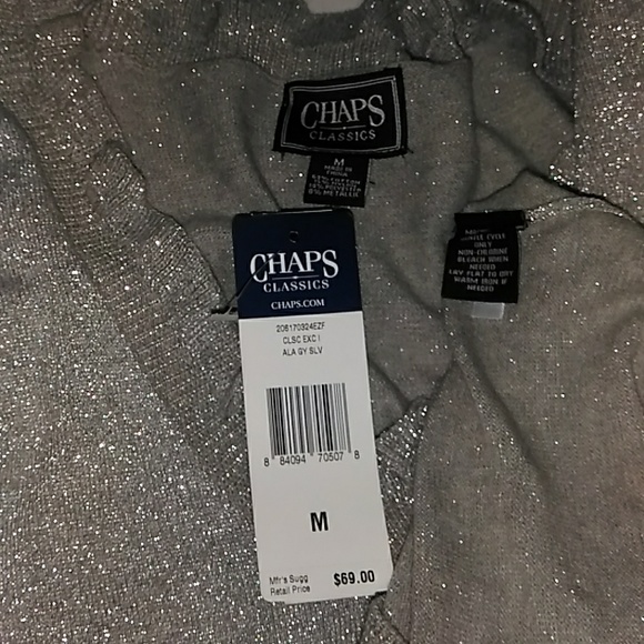 NWT CHAPS CLASSICS TOP V-NECK LONG SLEEVES SIZE M - Picture 4 of 8